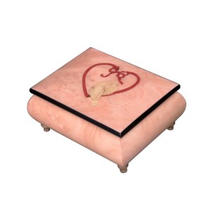 Inlaid Music Box 415 Heart with Doves