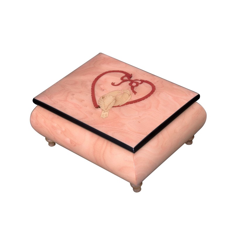 Inlaid Music Box 415 Heart with Doves