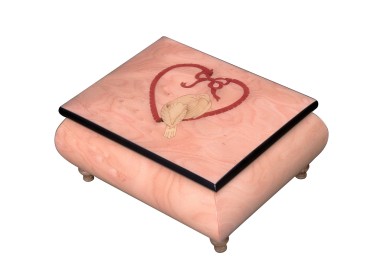 Inlaid Music Box 415 Heart with Doves